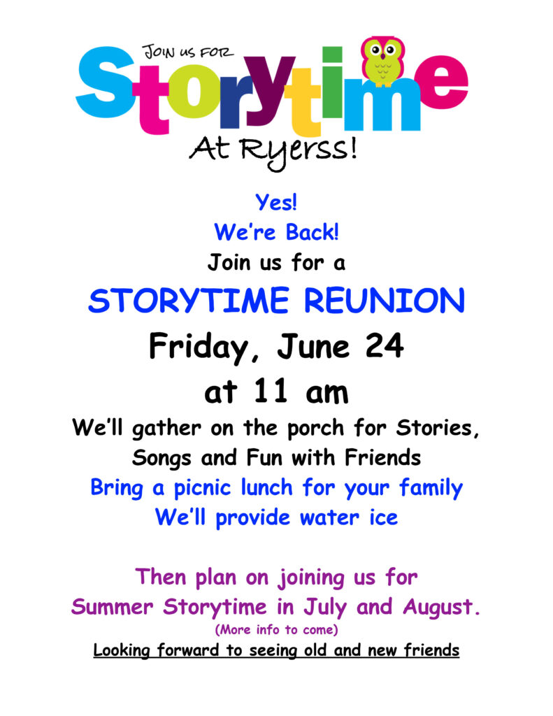 Storytime is back! - Ryerss Museum and Library